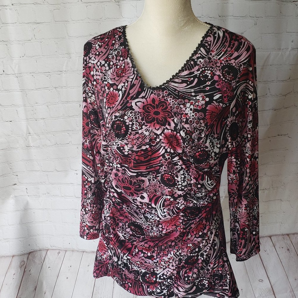 Style & Co. Women Blouse Sequence V Neck